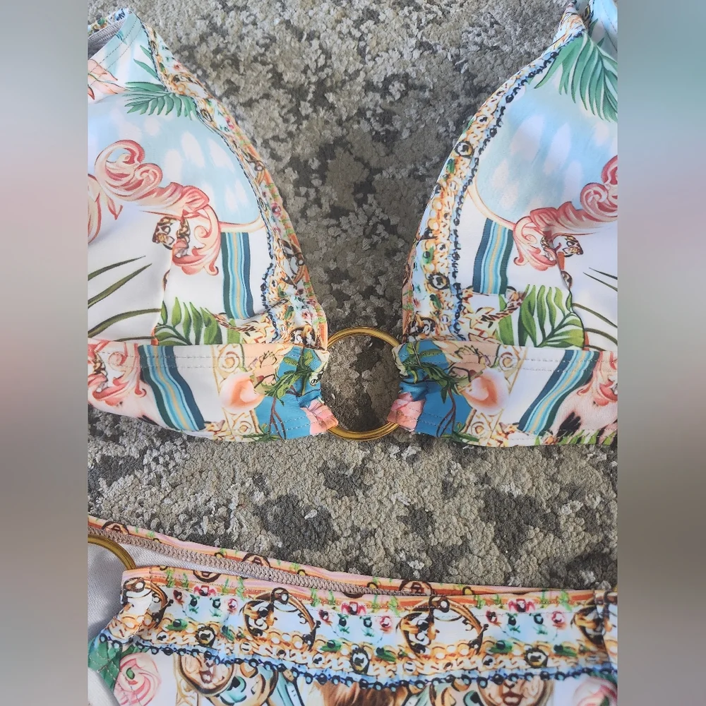 Desigual Baroque Floral Pink and Gold Bikini Set